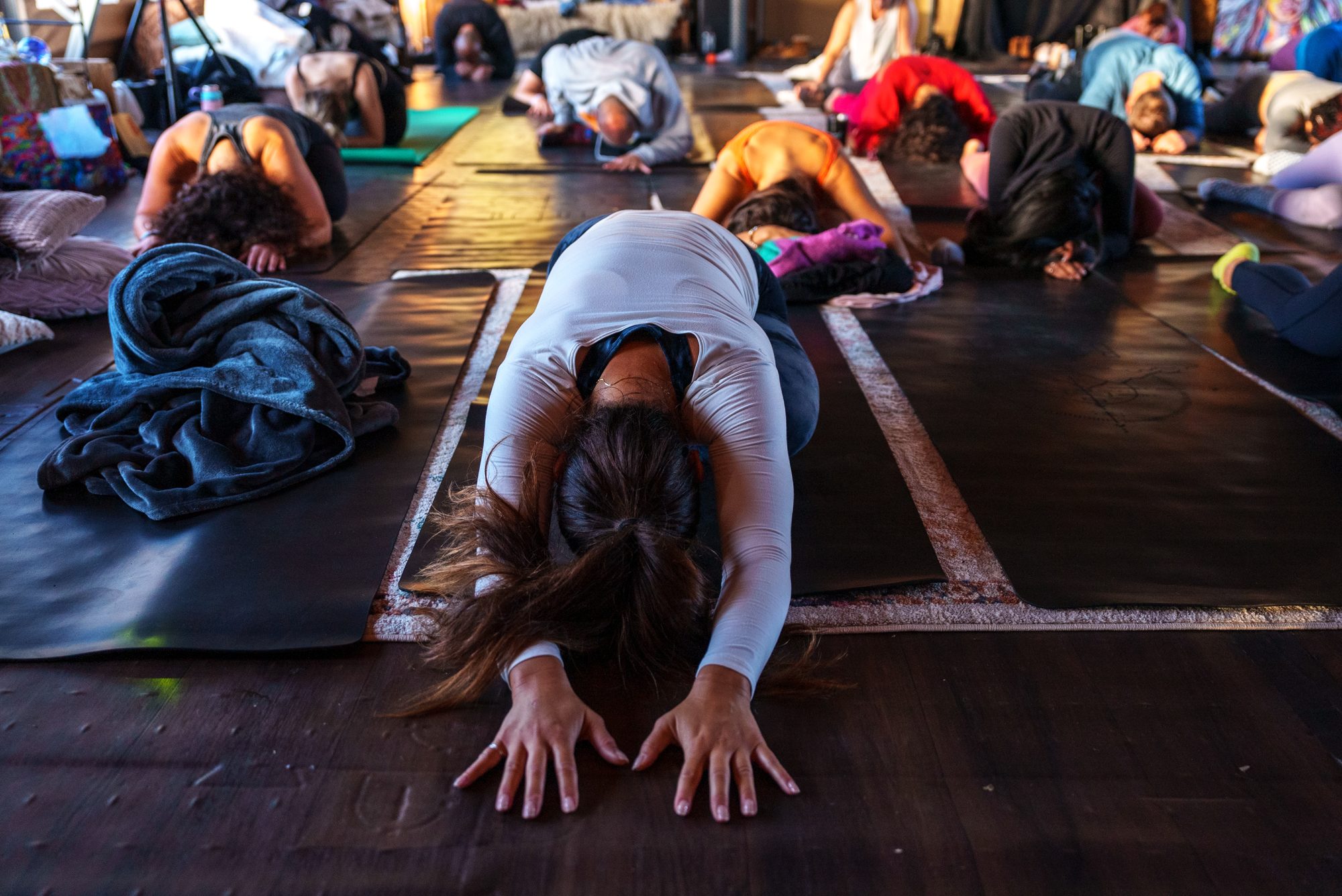 A morning practice together in the shala
